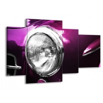 Canvas schilderij Auto | Paars, Wit, Zilver | 120x75cm 4Luik