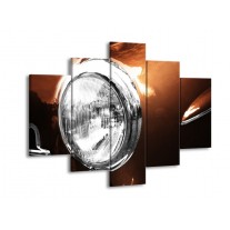 Canvas schilderij Auto | Bruin, Wit, Zilver | 150x105cm 5Luik