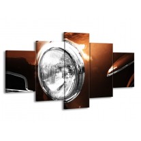 Canvas schilderij Auto | Bruin, Wit, Zilver | 150x80cm 5Luik