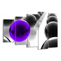 Canvas schilderij Ballen | Zwart, Wit, Paars | 150x100cm 5Luik