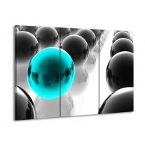 Glas schilderij Ballen | Zwart, Wit, Blauw | 90x60cm 3Luik