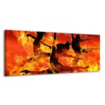 Glas schilderij Dansen | Zwart, Oranje, Geel | 145x58cm 1Luik