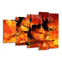 Glas schilderij Dansen | Zwart, Oranje, Geel | 150x100cm 5Luik