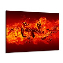 Glas schilderij Draak | Zwart, Oranje, Geel | 100x70cm 1Luik