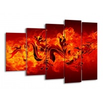 Canvas schilderij Draak | Zwart, Oranje, Geel | 150x100cm 5Luik