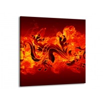 Glas schilderij Draak | Zwart, Oranje, Geel | 50x50cm 1Luik