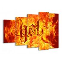 Glas schilderij Vuur | Zwart, Oranje, Geel | 150x100cm 5Luik