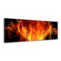 Glas schilderij Hart | Zwart, Oranje, Geel | 150x50cm 3Luik