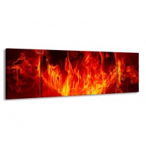 Glas schilderij Hart | Zwart, Oranje, Geel | 170x50cm 3Luik