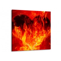 Glas schilderij Hart | Zwart, Oranje, Geel | 50x50cm 1Luik