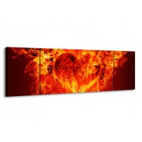 Glas schilderij Hart | Zwart, Oranje, Geel | 170x50cm 3Luik