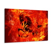Glas schilderij Paard | Zwart, Oranje, Geel | 100x70cm 1Luik