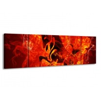 Glas schilderij Paard | Zwart, Oranje, Geel | 170x50cm 3Luik