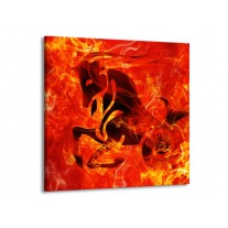 Canvas schilderij Paard | Zwart, Oranje, Geel | 70x70cm 1Luik