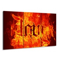 Glas schilderij Vuur | Zwart, Oranje, Geel | 165x100cm 3Luik