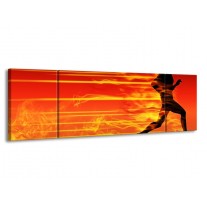 Glas schilderij Vuur | Zwart, Oranje, Geel | 170x50cm 3Luik