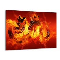 Glas schilderij Draak | Zwart, Oranje, Geel | 100x70cm 1Luik