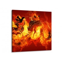 Glas schilderij Draak | Zwart, Oranje, Geel | 70x70cm 1Luik