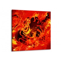 Glas schilderij Vuur | Zwart, Oranje, Geel | 50x50cm 1Luik