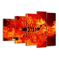 Glas schilderij Vuur | Zwart, Oranje, Geel | 150x100cm 5Luik