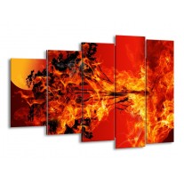 Glas schilderij Vuur | Zwart, Oranje, Geel | 150x100cm 5Luik