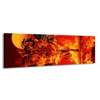 Glas schilderij Vuur | Zwart, Oranje, Geel | 170x50cm 3Luik