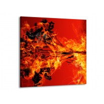 Glas schilderij Vuur | Zwart, Oranje, Geel | 50x50cm 1Luik