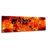 Glas schilderij Vuur | Zwart, Oranje, Geel | 170x50cm 3Luik