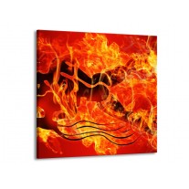 Canvas schilderij Vuur | Zwart, Oranje, Geel | 70x70cm 1Luik