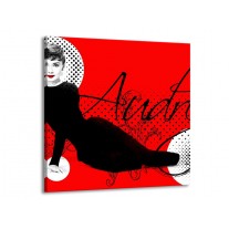 Canvas schilderij Audrey | Zwart, Wit, Rood | 50x50cm 1Luik