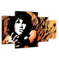 Canvas schilderij Muziek | Zwart, Wit, Oranje | 160x90cm 4Luik