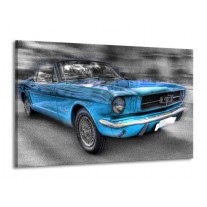 Canvas schilderij Mustang | Zwart, Grijs, Blauw | 140x90cm 1Luik