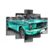Glas schilderij Mustang | Zwart, Grijs, Blauw | 150x105cm 5Luik