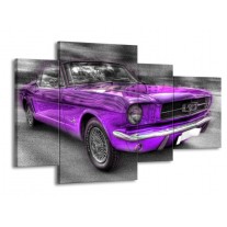 Canvas schilderij Mustang | Zwart, Grijs, Paars | 120x75cm 4Luik