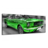 Canvas schilderij Mustang | Zwart, Grijs, Groen | 145x58cm 1Luik