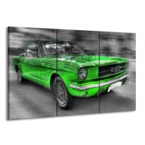 Canvas schilderij Mustang | Zwart, Grijs, Groen | 165x100cm 3Luik