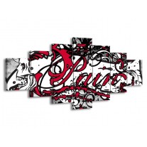 Canvas schilderij Popart | Zwart, Wit, Rood | 210x100cm 7Luik