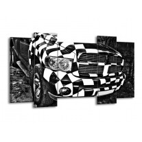 Canvas schilderij Auto | Zwart, Wit, Grijs | 120x65 5Luik