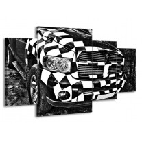 Canvas schilderij Auto | Zwart, Wit, Grijs | 160x90cm 4Luik