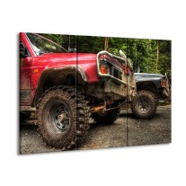 Canvas schilderij Auto | Zwart, Wit, Rood | 90x60cm 3Luik