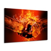 Canvas schilderij Handen | Oranje, Geel, Rood | 70x50cm 1Luik