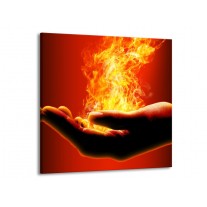 Glas schilderij Hand | Zwart, Oranje, Geel | 50x50cm 1Luik