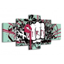 Canvas schilderij Popart | Zwart, Roze, Wit | 150x80cm 5Luik