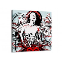 Canvas schilderij Popart | Zwart, Rood, Wit | 50x50cm 1Luik