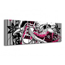 Canvas schilderij Popart | Zwart, Roze, Wit | 150x50cm 3Luik