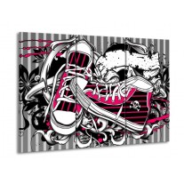 Glas schilderij Popart | Zwart, Roze, Wit | 90x60cm 3Luik