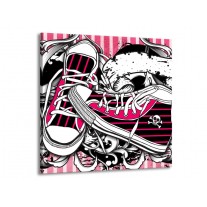 Glas schilderij Popart | Zwart, Roze, Wit | 50x50cm 1Luik