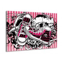 Glas schilderij Popart | Zwart, Roze, Wit | 90x60cm 3Luik