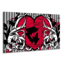 Canvas schilderij Popart | Rood, Zwart, Grijs | 165x100cm 3Luik