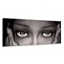 Canvas schilderij Gezicht | Grijs, Wit, Zwart | 145x58cm 1Luik